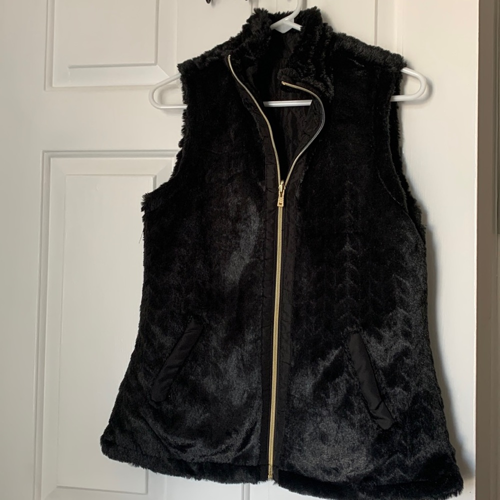 Black Casual Identity fur vest